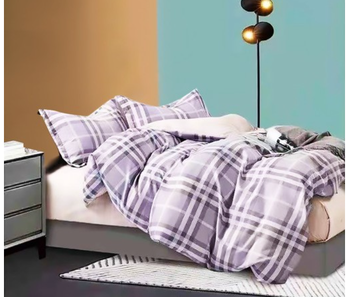 JA158-40 Cotton Double Size Bedsheet with Quilt Cover and Pillow Case 4 Pcs- Grey | JPI9676