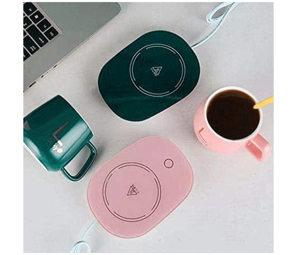 Lucky Portable Coffee Cup Warmer Heater Set Heat Heating Cup Pad Ceramics Mug Thermostatic Electric Coaster 55℃ Mug Mat Office Tea Coffee Milk Heater with Cup Spoon Gift Box Package Assorted color | JPO6470