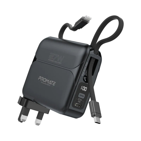 PROMATE | PowerPack-20Pro Power Bank with AC Plug, 27W 20000mAh | POWERPACK-20PRO