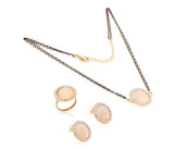 Kavani Ocean Pearl Necklace Set 32932 White and Gold | JPB6839