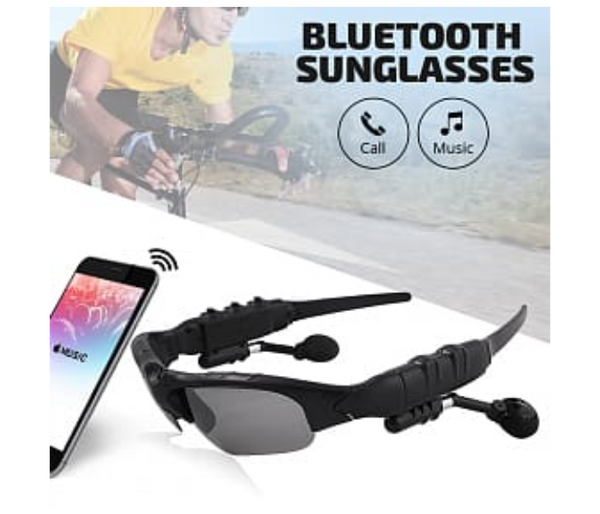 Sunshade Bluetooth Stylish Sporty Earphones Sunglasses - Rechargeable, Black | JPA3597