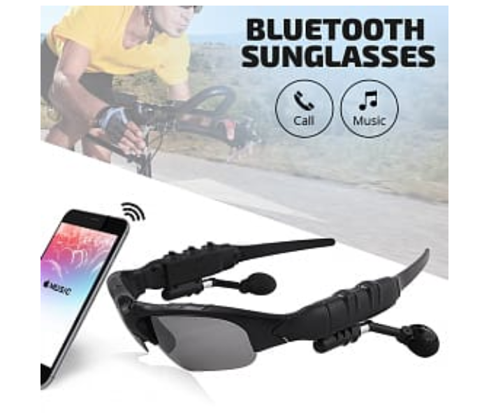 Sunshade Bluetooth Stylish Sporty Earphones Sunglasses - Rechargeable, Black | JPA3597