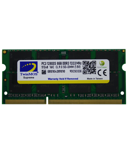 TwinMOS | DDR3 1333MHz SO-DIMM for Notebook 8GB | MDD38GB1333N