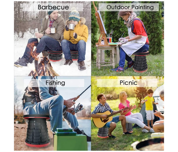 Portable Folding Stool - Retractable Telescopic Collapsible Stools Lightweight Camping Stool, Plastic Portable Seat For Fishing BBQ Fishing Garden Golf | JPO1915