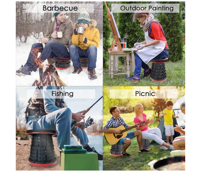 Portable Folding Stool - Retractable Telescopic Collapsible Stools Lightweight Camping Stool, Plastic Portable Seat For Fishing BBQ Fishing Garden Golf | JPO1915