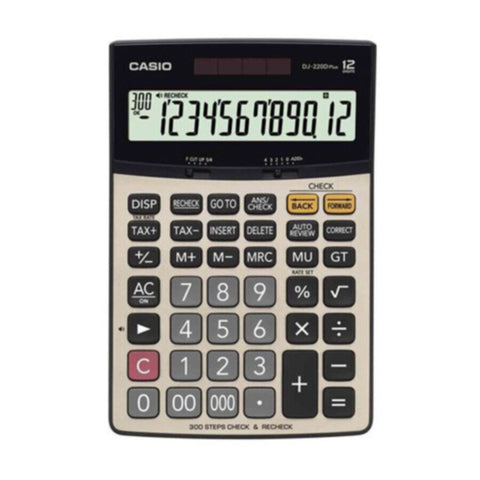 CASIO | Desktop Type Check Calculator 12 Digits | DJ-220DPLUS-WA-DP
