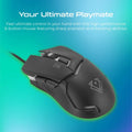 VERTUX | High Precision Wired Gaming Optical Mouse Black 3200 DPI | DOMINATOR.BLK
