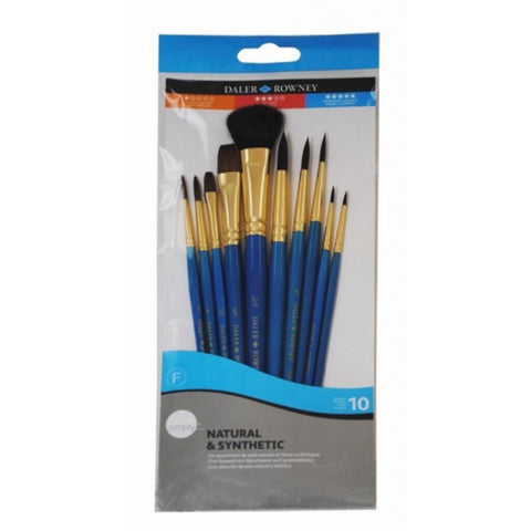 DALER ROWNEY | Simply Natural & Synthetic Brush Set 10Pc | DR-216910110