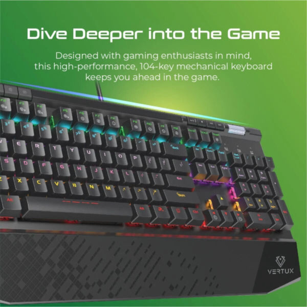 VERTUX | Hyper Action Mechanical Gaming Keyboard Black | TUNGSTEN.BLK/E