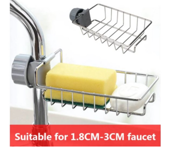 Stainless Steel Kitchen Faucet Drain Rack- Silver | JPH8725