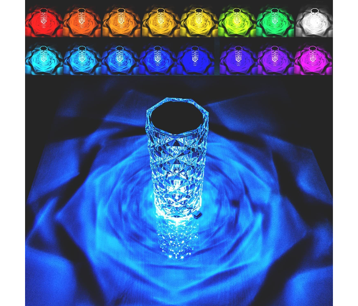Crystal Diamond Color Changing Creative Romantic Rose Acrylic LED Light for Bedroom Living Room Touch Control Bedside Lamp with USB Port | JPL2069