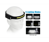 Galaxy COB LED Headlamp Waved Sensor Rechargeable Flashlight Headlight - Black  B | JPM8033