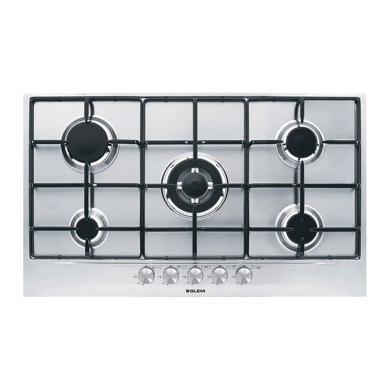 GLEMGAS | Built In Cooking Hob, 5 Gas Burners, 90 cm, Stainless Steel | GT955IX