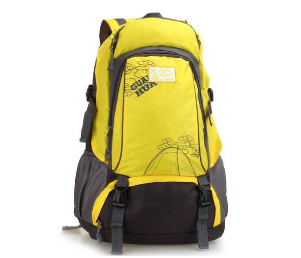 Galaxy Mountain and Letter Graphic Mesh Panel Hiking Backpack - Yellow | JPL7062