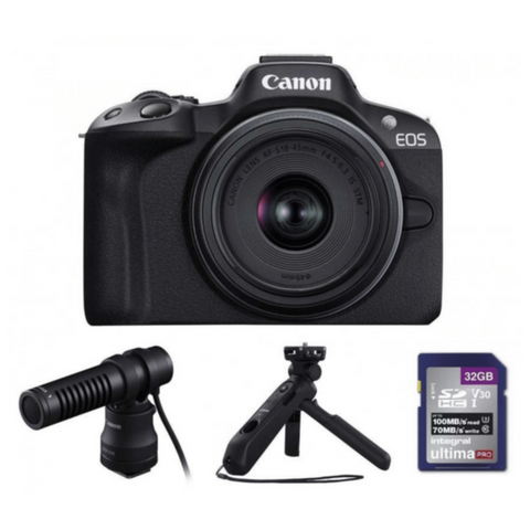 CANON | 24.2 MP EOS R50 Mirrorless Camera Content Creator Kit with RF-S, 18-45 mm, IS STM Lens