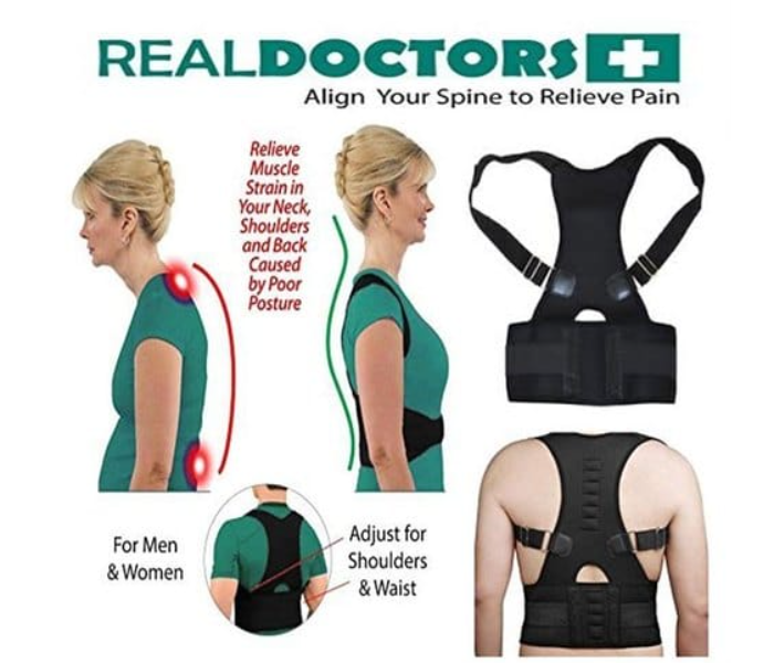 Real Doctors Back Posture Support Brace Small JA023-2 - Black | JPE2142