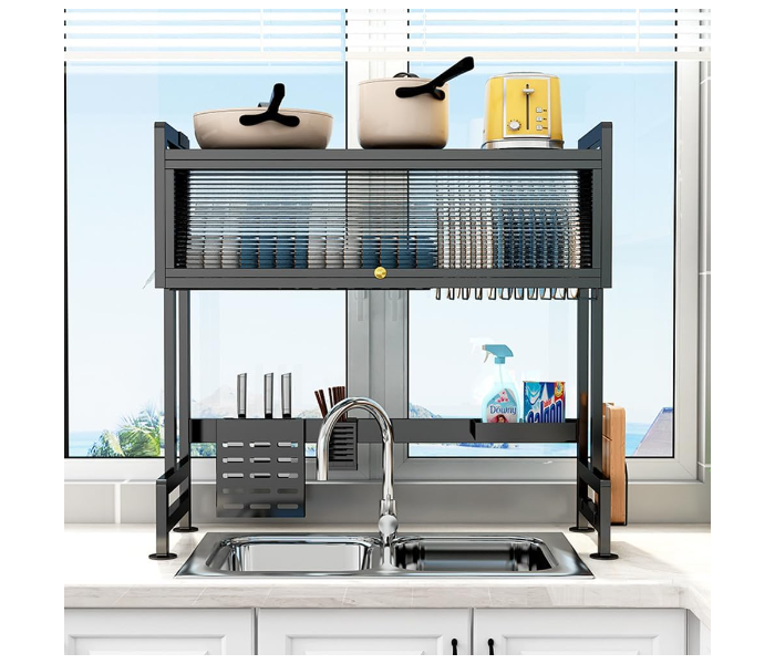 Dish Drying Rack Storage Above The Sink With Top Glass Shelves For Kitchen Bowl Storage | JPN1999