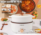 Galaxy Electric Hot Pot 4L Hot Pot Ramen Cooker with Overheat Protection Double Layer Portable Multifunctional Small Electric Cooker with Steaming Rack, 3 Levels Power, Lid for Noodles Soup Dorm Office Family | JPN9424