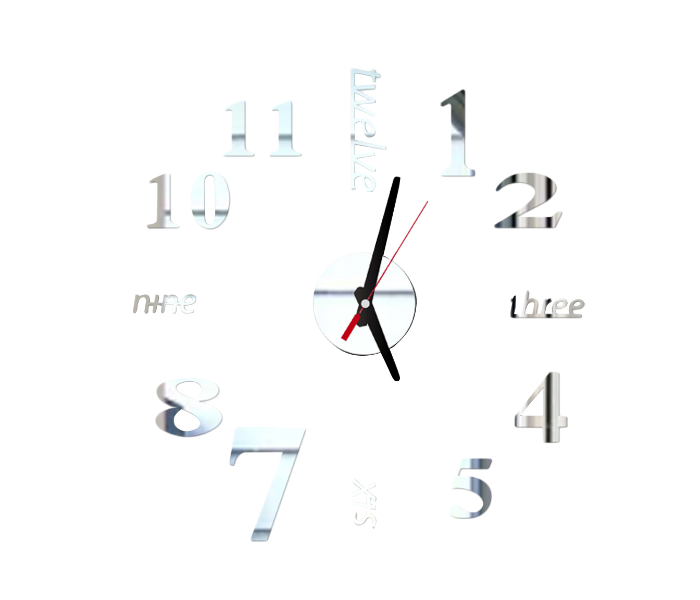 Generic 3D Wall Clock Mirror Wall Stickers Removable Self-Adhesive Art Decal Wall Clocks Home Decoration | JPM3229