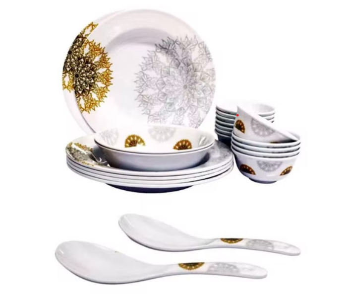 Royal mark 22-Piece Melamine Ware Dinner Set - Yellow/White | JPN1377