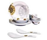 Royal mark 22-Piece Melamine Ware Dinner Set - Yellow/White | JPN1377