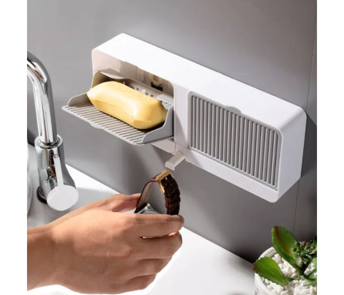 DIY 2 in 1 Adhesive Wall Mounted Soap Dish Drain Box - A | JPL4655