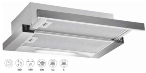 WHITE DAISY | Full Inox Sliding Cooker Hood 60cm | F7