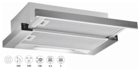WHITE DAISY | Full Inox Sliding Cooker Hood 60cm | F7