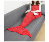 FN-Super Soft Crochet Mermaid Tail Blanket For Kids (85cm) - Red | JPJ7884