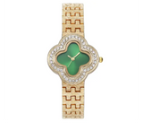 Stainless Steel Green Clover Dial Crystal Watches Luxury For Women | JPN3925