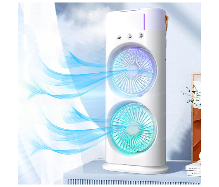 Jongo Portable Double Ended Spray Fan Oscillating Air Circulation Tower Fan with Mist Spray, Travel Cooler Fan, Water Misting Fan, USB Rechargeable Mini Desktop Table Cooling Fan for Office, Mist Fan with Water Spray | JPN8395