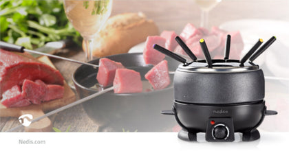 NEDIS | Fondue Set 6 Persons | 2.3 l | Adjustable temperature control | 800 W | Cool touch handle(s) | Anti slip bottom | Overheating protection | FCFO110EBK6