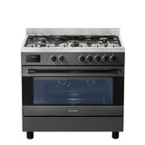TOSHIBA | 5 Burner Gas Cooking Range Charcoal Grey Silver | RLA1-90MG5GE(GMR)
