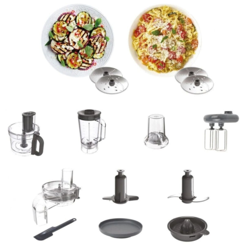 KENWOOD | Food Processor 1000W With Blender, Grinder Mill, Dual Metal Whisk, Dough Maker, Citrus Juicer, Express Serve/Salad Maker, Kitchen Scale/Weighing Tray Silver | FDM71.690SS