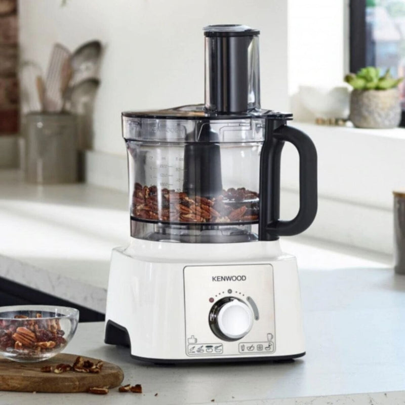 KENWOOD | Multifunctional Food Processor With 2 Stainless Steel Disks, Blender, Grinder Mill, Whisk, Dough Maker 1000W White | FDP65.400WH