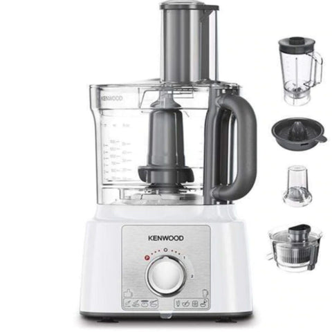 KENWOOD | Multifunctional Food Processor With 3 Stainless Steel Disks, Blender, Juicer Extractor, Grinder Mill, Whisk, Dough Maker, Citrus Juicer 1000W White | FDP65.750WH