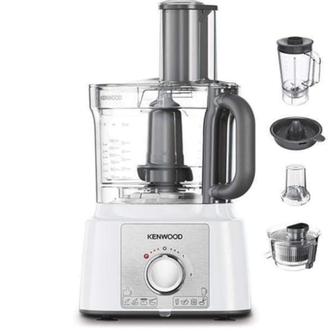 KENWOOD | Multifunctional Food Processor With 3 Stainless Steel Disks, Blender, Juicer Extractor, Grinder Mill, Whisk, Dough Maker, Citrus Juicer 1000W White | FDP65.750WH