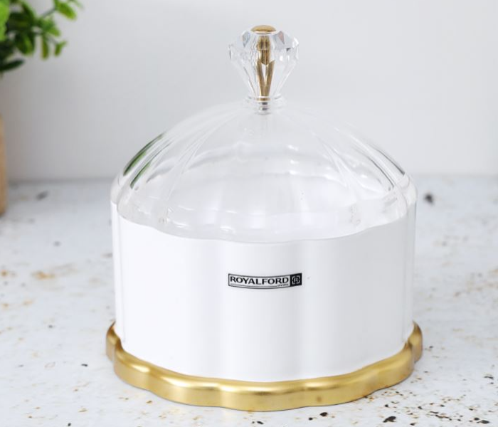 ROYALFORD | 18cm Acrylic Candy Box White and Gold | RF9520