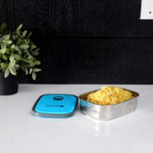 ROYALFORD | Rectangle Stainless Steel Tiffin Box 680ML Blue-Portable Food Storage Container, Clip | RF7014BL