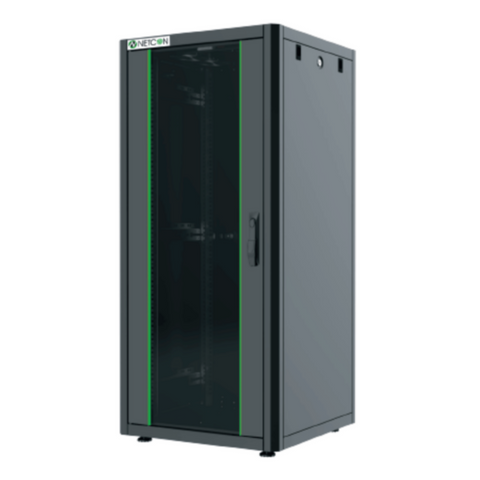 NETCON | 15U Floor Mount 600Wx800D Cabinet, Ffront Glass & 2 Rear Perforated Ddual Door, 2 Way Fan | NTF15U60802F