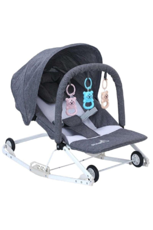Foldable Baby Rocking Chair With Toy Bar 0 to 2 years |  274-9 Grey