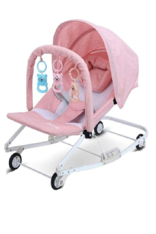 Foldable Baby Rocking Chair With Toy Bar 0 to 2 years |  274-9 Pink