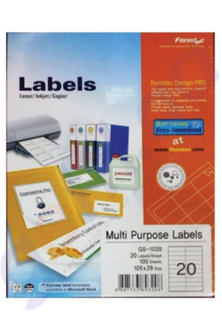 FORMTEC | Label 2000/105x29 Pkt=100 Sheet | FT-GS-1020