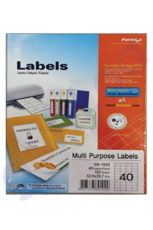FORMTEC | Label 4000/52x29 mm Bx=100 Sheet | FT-GS-1040