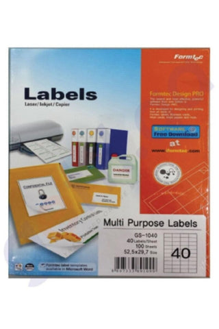 FORMTEC | Label 4000/52x29 mm Bx=100 Sheet | FT-GS-1040