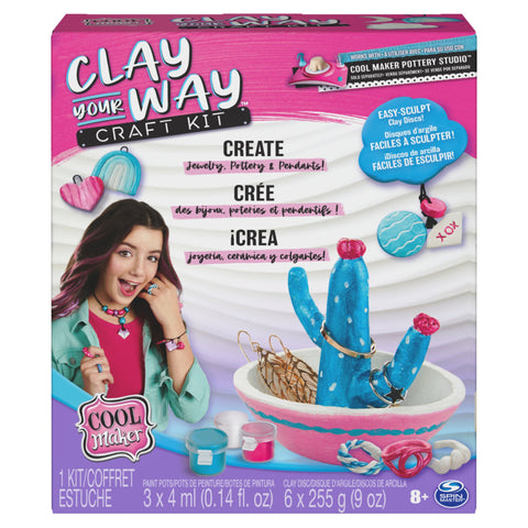COOL MAKER | Clay Your Way Pottery Craft Kit with 6 Air Dry Clay Discs| IBD106TOY02666