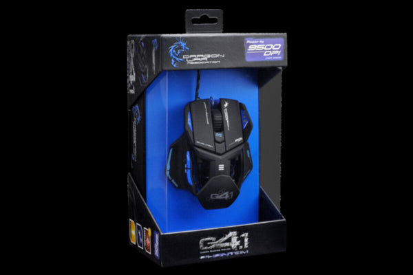 DRAGONWAR | Gaming Mouse Phantom 9500 DPI Laser with Macro Blue | G4