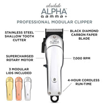 GAMMA+ | Absolute Alpha Professional Modular USB Cordless Clipper with 5 Dub Magnetic Guards