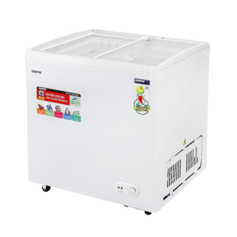 GEEPAS | 260L Sliding Glass Door Showcase Chest Freezer | GCF2622SG