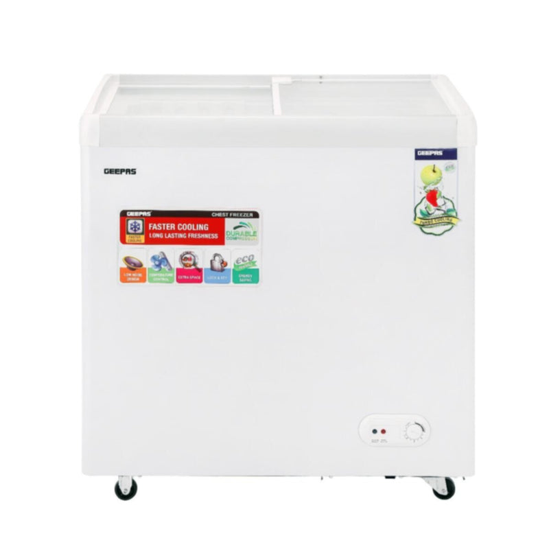 GEEPAS | 260L Sliding Glass Door Showcase Chest Freezer | GCF2622SG